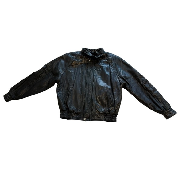 BFC Montreal Canada Vintage Leather Moto Jacket Zip Up Black Jacket - Size Small - Picture 2 of 16